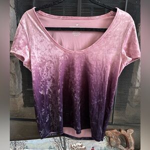 American Eagle Outfitters Gradient Velvet Tee - Pink and Purple